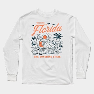 Florida Vintage Gator Beach Sunshine State Long Sleeve T-Shirt